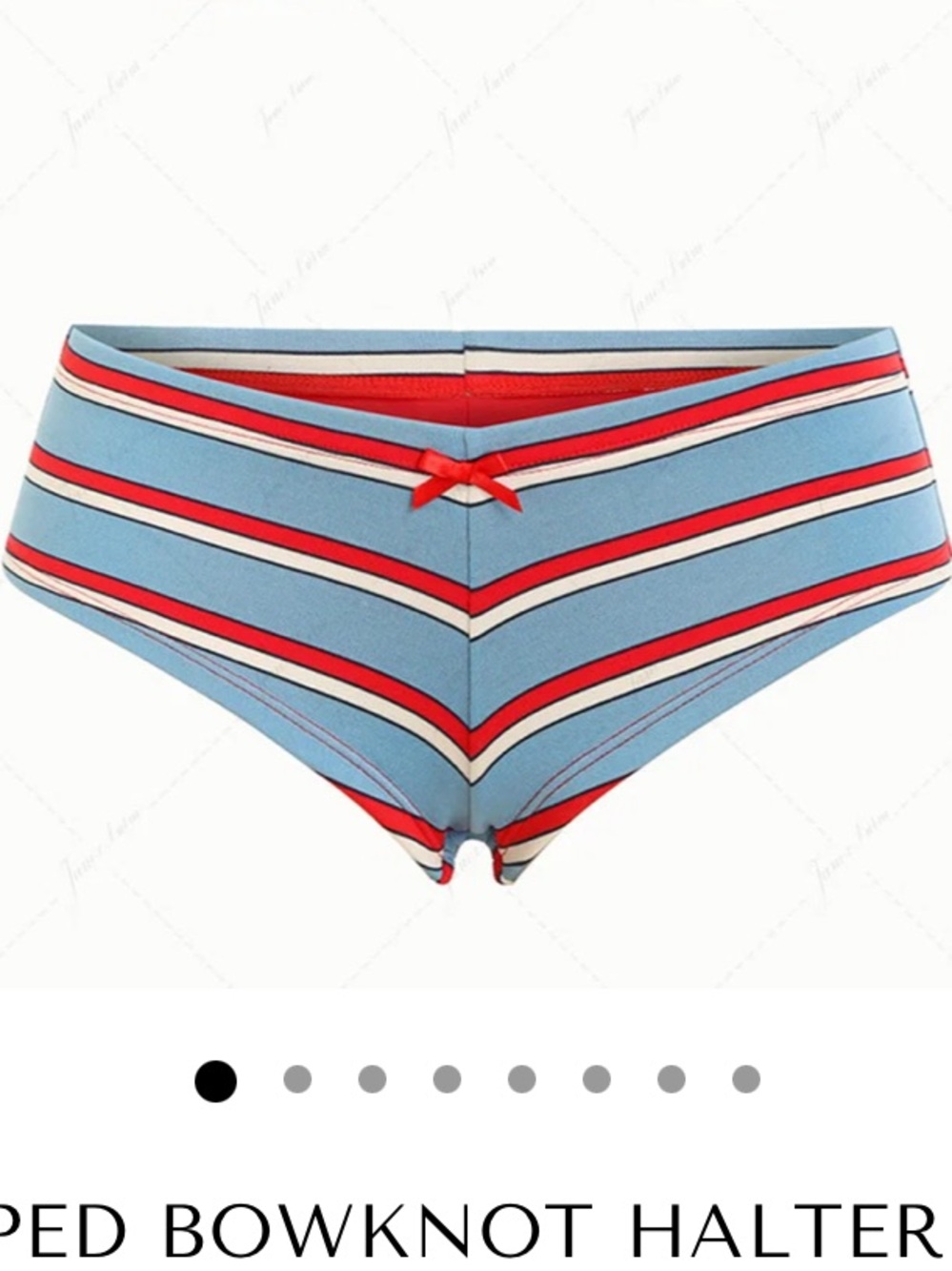 Seamolly BLUE STRIPED BOWKNOT HALTER TRIANGLE CHEEKY BOYSHORTS